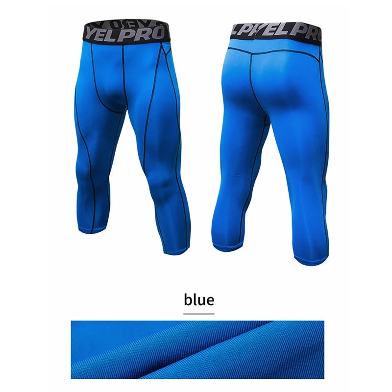 Pantaloni a Compressione da Uomo Leggings Calcio Corsa Palestra Leggins Calza