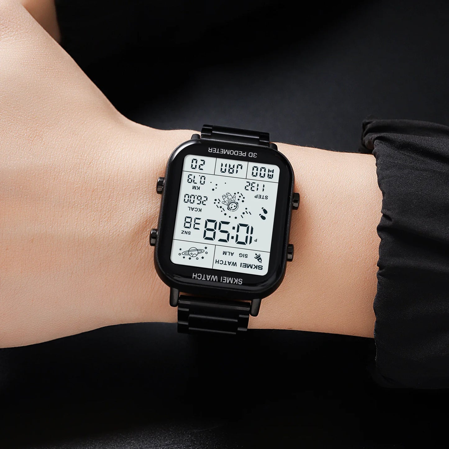 Herren Armbanduhr Digital Uhr Silber Edelstahl Quarzuhr Luxus Chronograph