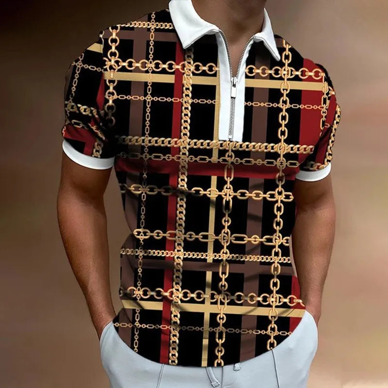 Herren Fashion Poloshirt POLO Shirt T-Shirt Kurzarm Zipper Hemd Polohemd NEU