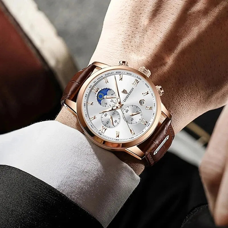 Herren Armbanduhr Digital Uhr Silber Edelstahl LED Quarzuhr Luxus Chronograph