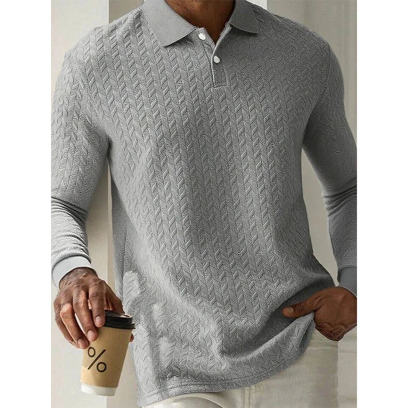Herren Polo Pullover Sweatshirt Leichter Pulli Sweater Poloshirt Langarmshirt