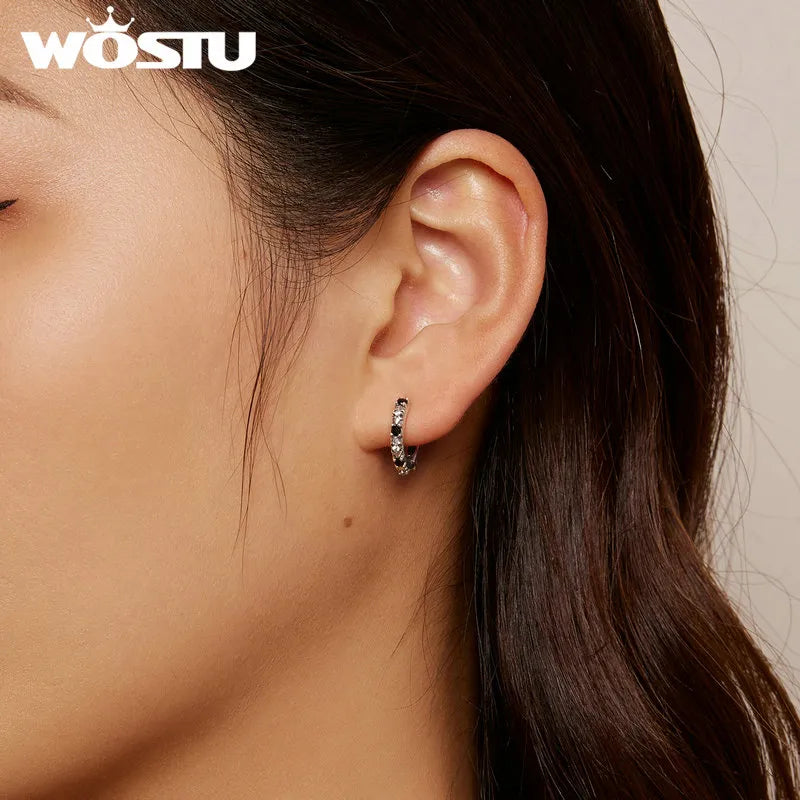 1 Paar Creolen aus 925 Sterling Silber Ohrringe Zirkonia Ohrstecker NEU