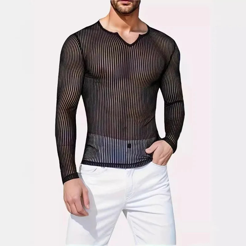 Fetisch Fashion Männer Oberteil Sexy Shirt Herren Body Hemd Transparent Clubwear