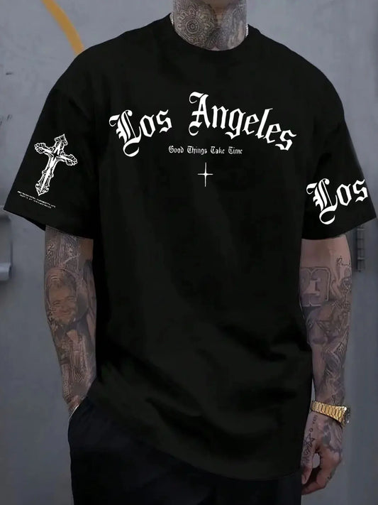 Herren T-Shirt Los Angeles Shirt Rundhals Streetwear Tank Top Hemd Polohemd