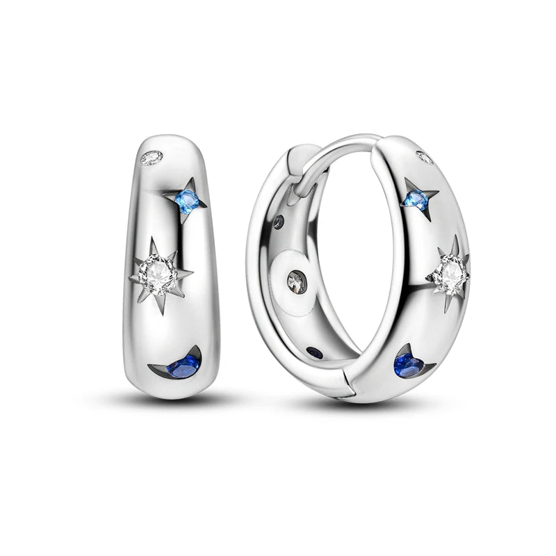 Orecchini a Cerchio in Argento 925 Sterling con Zirconi | Creole Brillantini