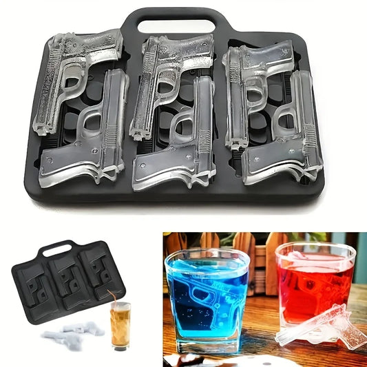 3D Silikon Eiswürfelform Pistole Gun Party Eiswürfel Cocktails Eiswürfelschale