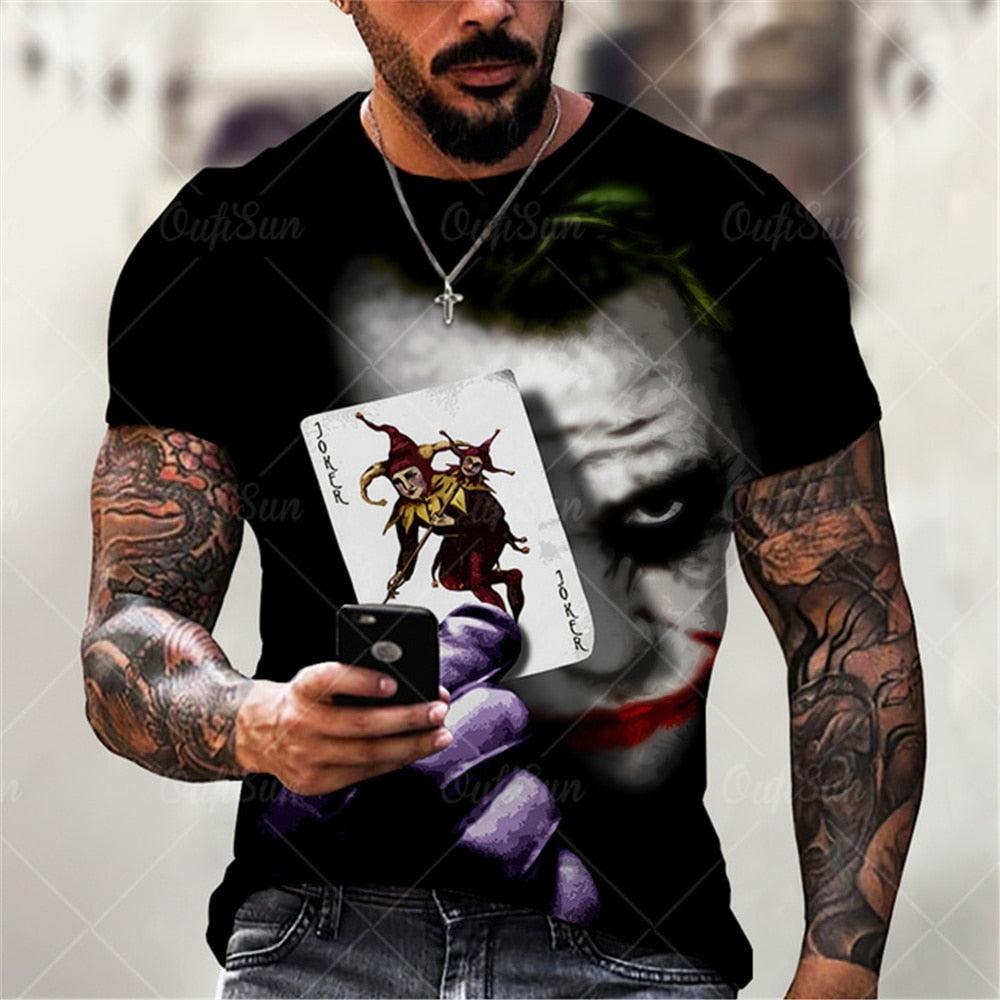 Herren Fashion Vintage  Joker 3D T-Shirt Rundhals Unisex Sommer Streetwear