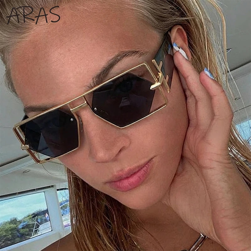 Designer Luxus Brille Sonnenbrille Damen Quadratische Übergröße Gläser Vintage