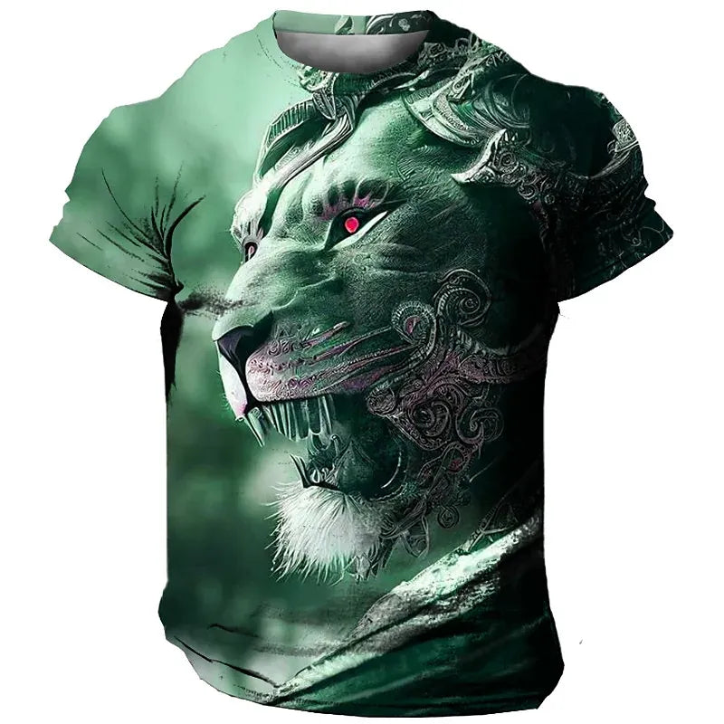 Männer Herren Fashion Lion 3D T-Shirt Rundhals Unisex Sommer Streetwear