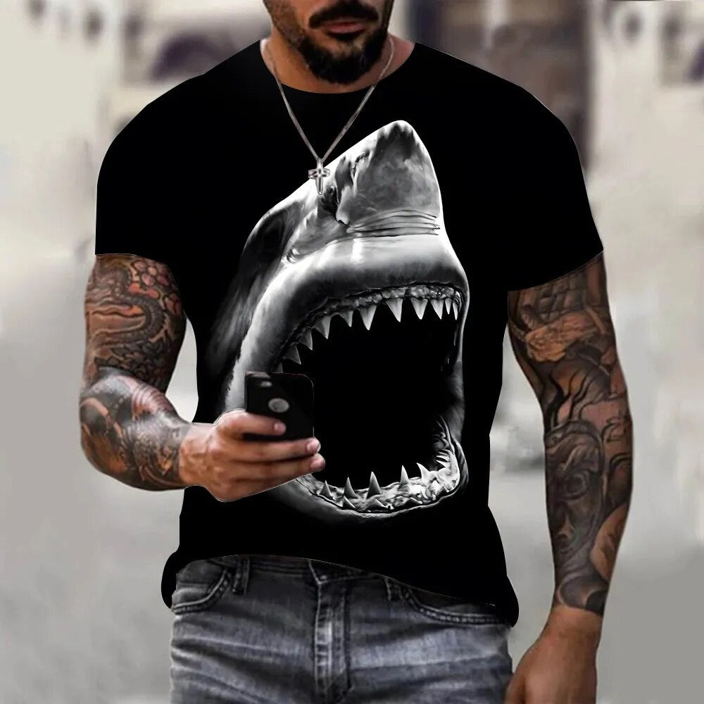Herren Fashion Vintage Leopard 3D T-Shirt Rundhals Unisex Sommer Streetwear