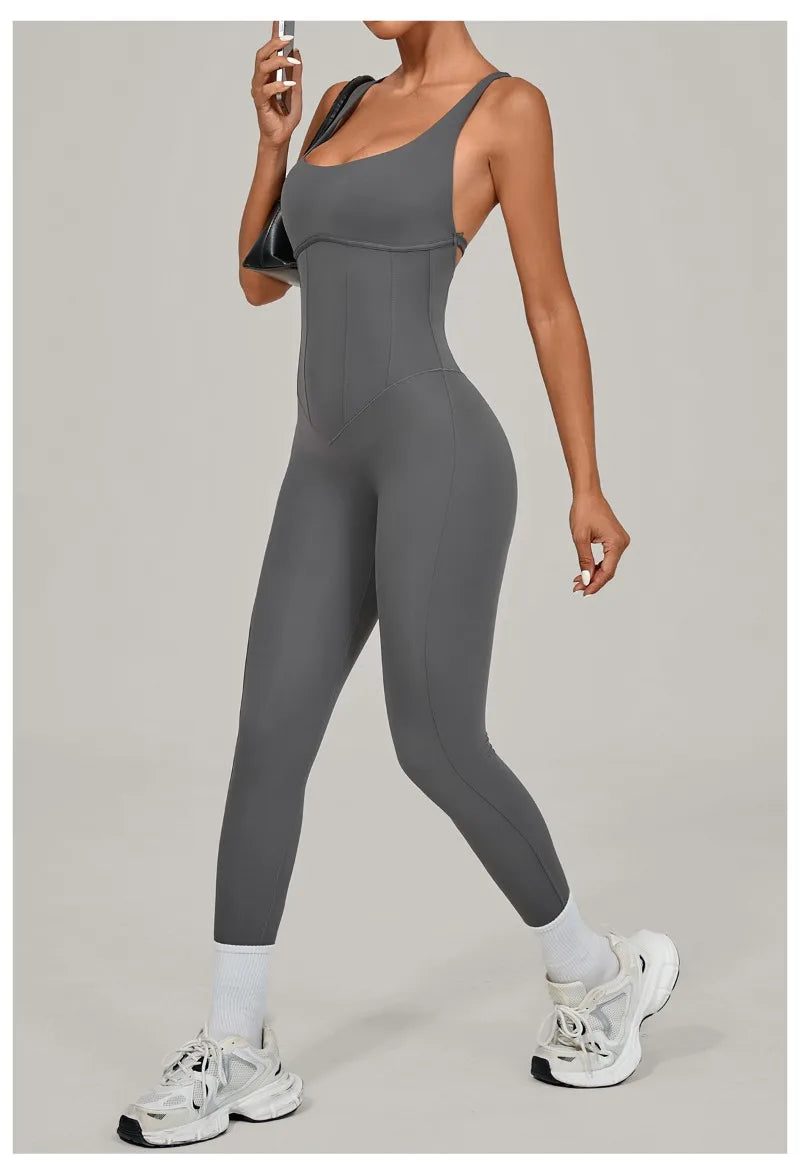 Tuta intera Sportiva Donna Rompers Pantaloni Yoga Palestra Sexy Jumpsuit Tutina