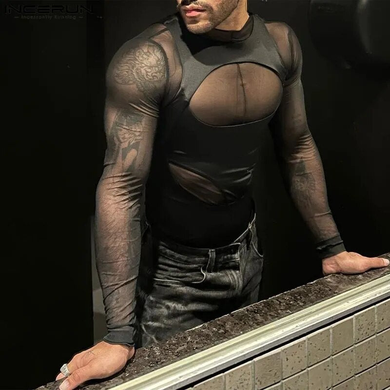 Fetisch Fashion Männer Sexy Bodysuits Herren Body Shirts Hemd Transparent Club