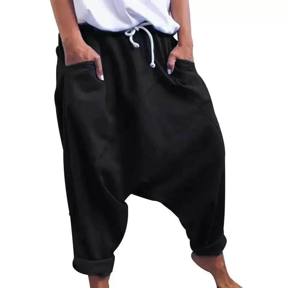 Haremshose Damen Übergröße Schritthose Hip-Hop Streetwear Schnürung Freizeit