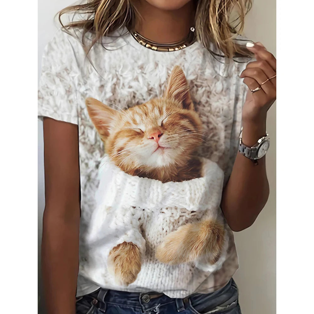 Damen Sommer Top Yorkshire T-Shirt Rundhals Streetwear lockeres Damentop Bluse