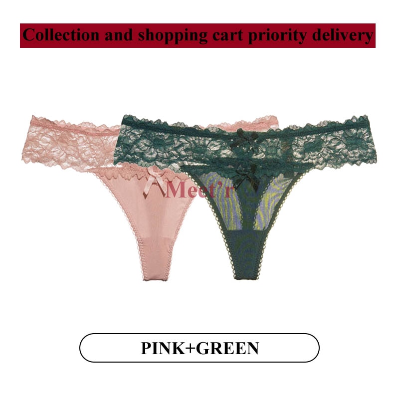 2Stk Frauen Spitze Tanga String Höschen Sexy Schlüpfer Slip Dessous Unterwäsche