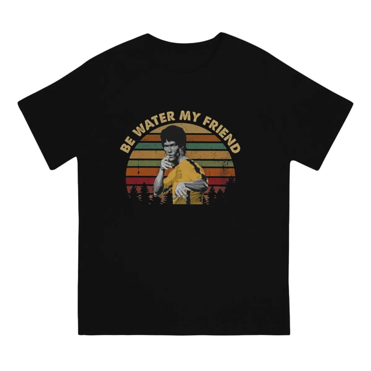 Herren Fashion Vintage 3D T-Shirt Rundhals Kung Fu Star Unisex Sommer Streetwear