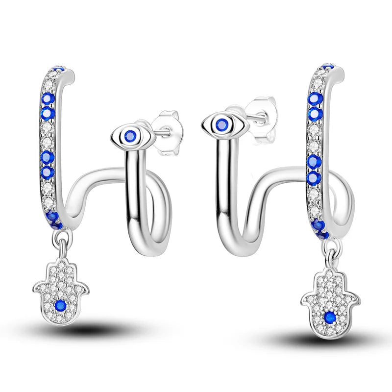 Creolen 925 Silber Ohrringe Zirkonia | Hypoallergen | Luxus Ohrstecker Geschenk