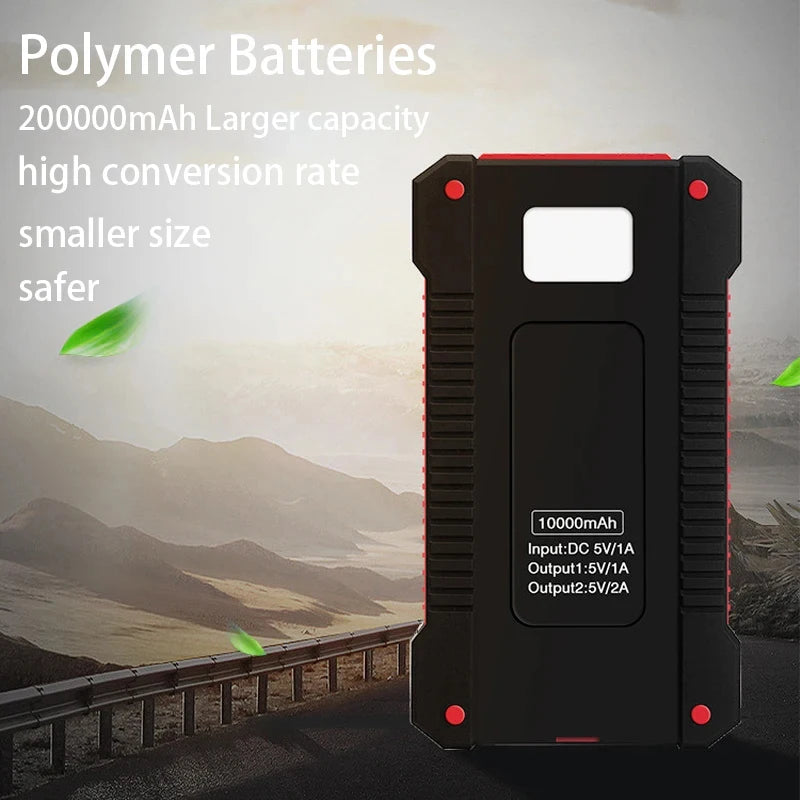 200000mAh Schnell Lade Solar PowerBank 2 USB Externes Phone Ladegerät Outdoor