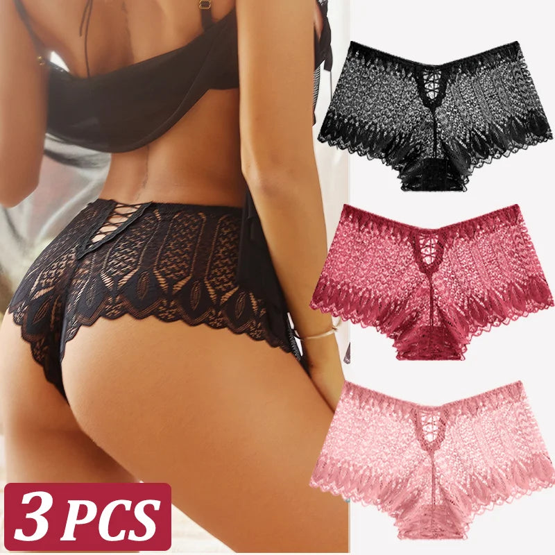 3 Stk Frauen Spitze Tanga String Höschen Sexy Schlüpfer Slip Dessous Unterwäsche
