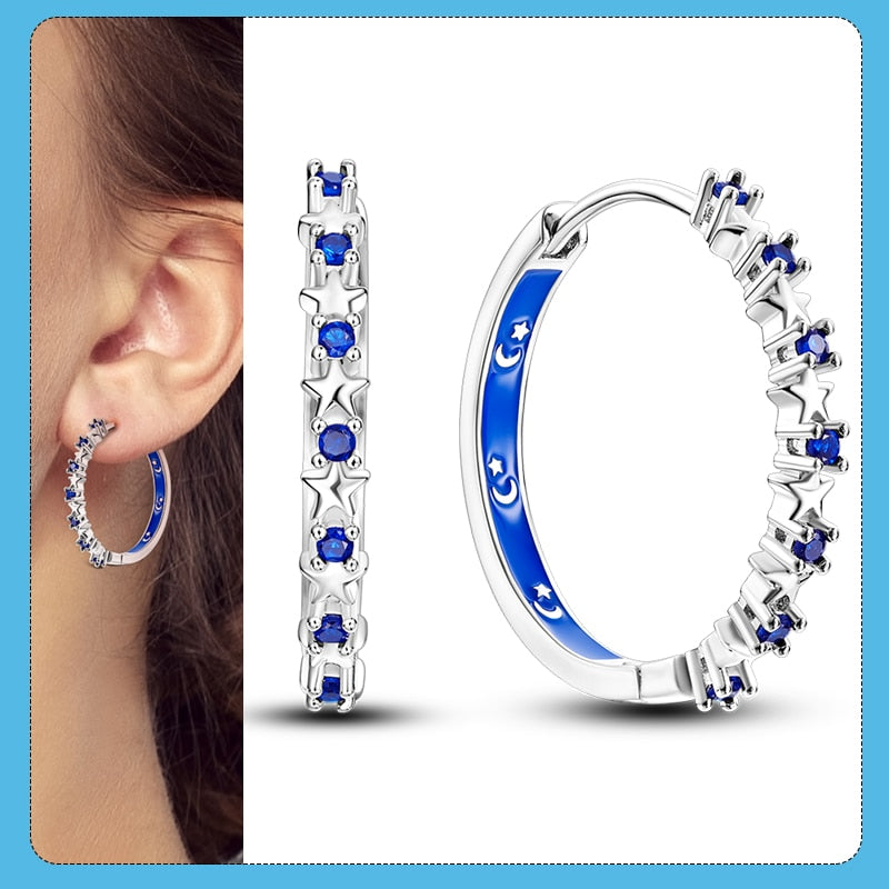 1 Paar Creolen aus 925 sterling Silber Ohrringe Ohrschmuck Zirkonia Ohrstecker