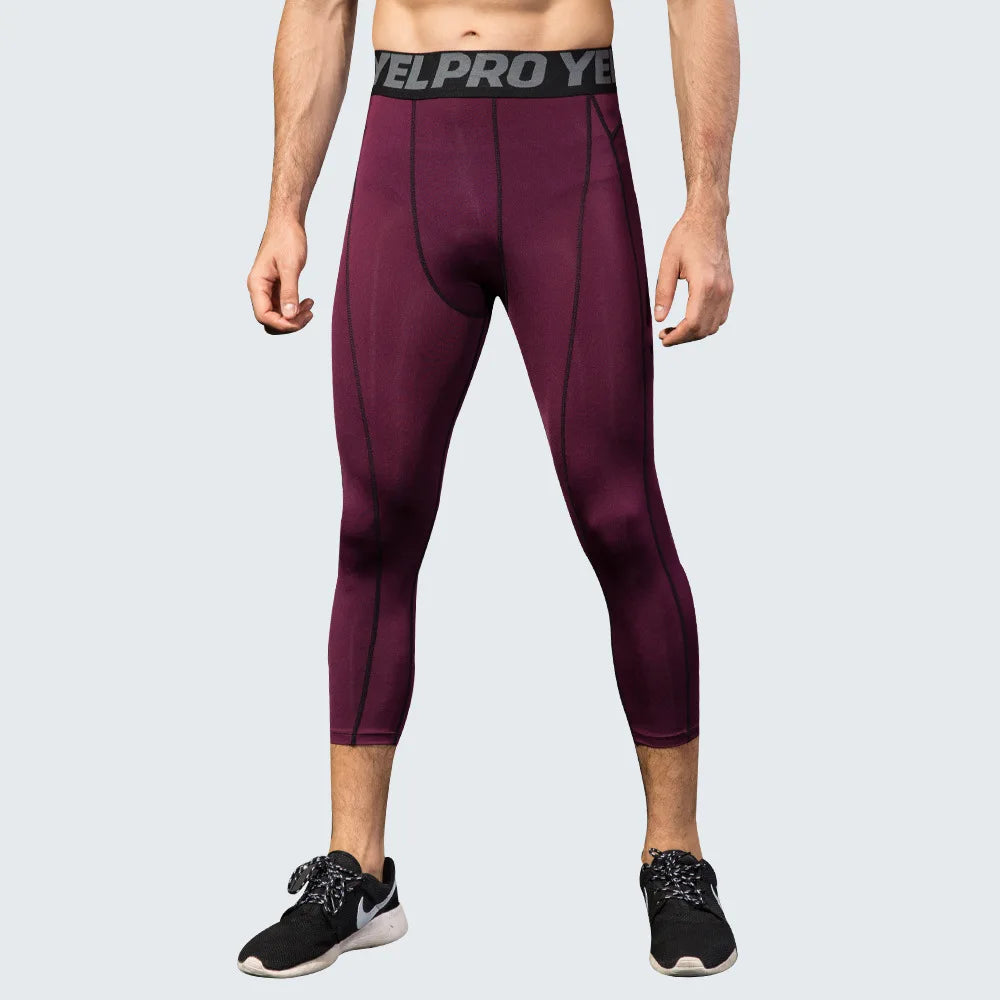 Pantaloni a Compressione da Uomo Leggings Calcio Corsa Palestra Leggins Calza