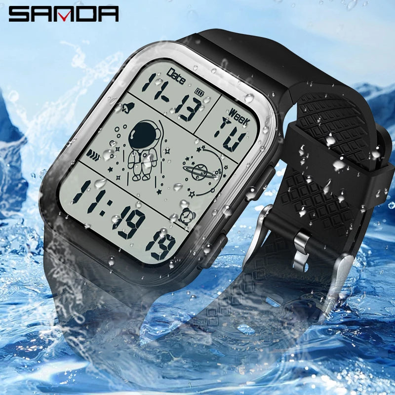 Herren Armbanduhr Digital Uhr Silber Edelstahl Quarzuhr Luxus Chronograph