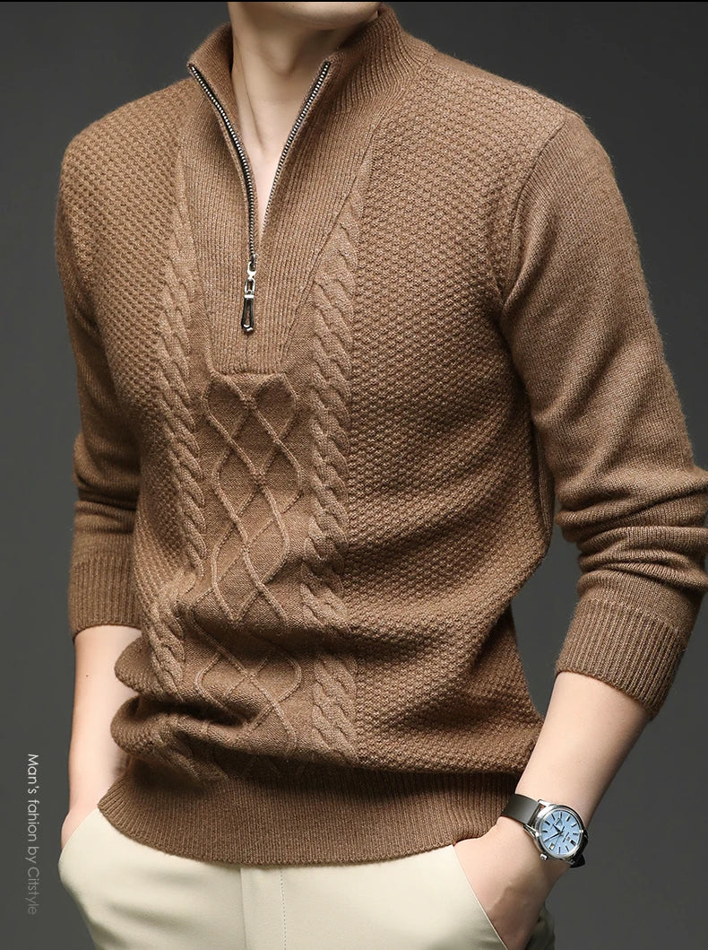 Herren Pullover Sweatshirt Troyer Pulli Sweater Stehkragen Zipper Langarmpulli
