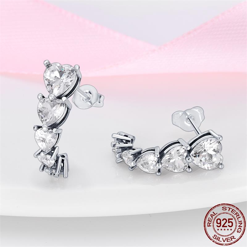 1 Paar Creolen aus 925 Sterling Silber Ohrringe Zirkonia Ohrstecker NEU