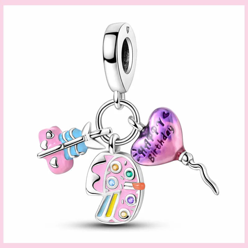 Charms Anhänger 925er Sterling Silber Armband Muranoglasperlen Damen Glas Beads