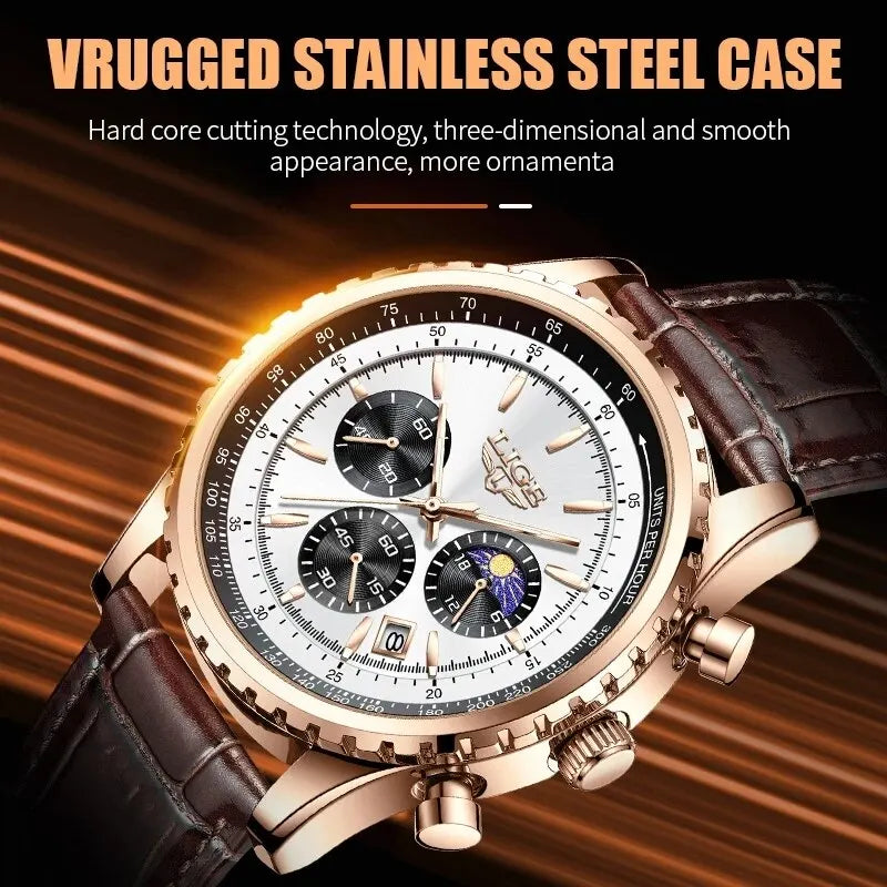 Herren Armbanduhr Digital Uhr Silber Edelstahl LED Quarzuhr Luxus Chronograph