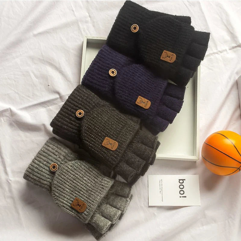 Damen Handschuhe Herbst Winter Gestrickte Damenhandschuhe Fäustlinge Touchscreen