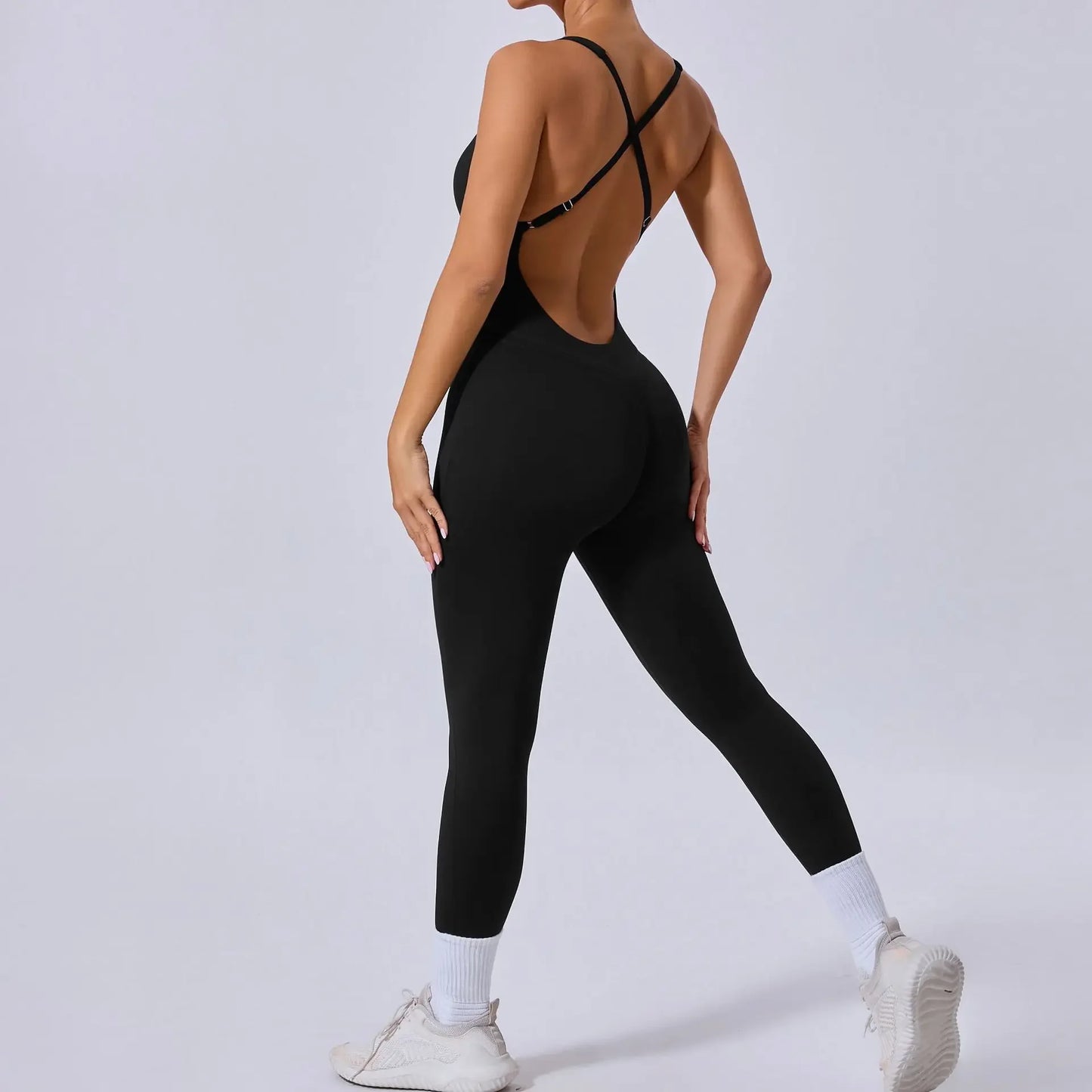 Tuta intera Sportiva Donna Rompers Pantaloni Yoga Palestra Sexy Jumpsuit Tutina