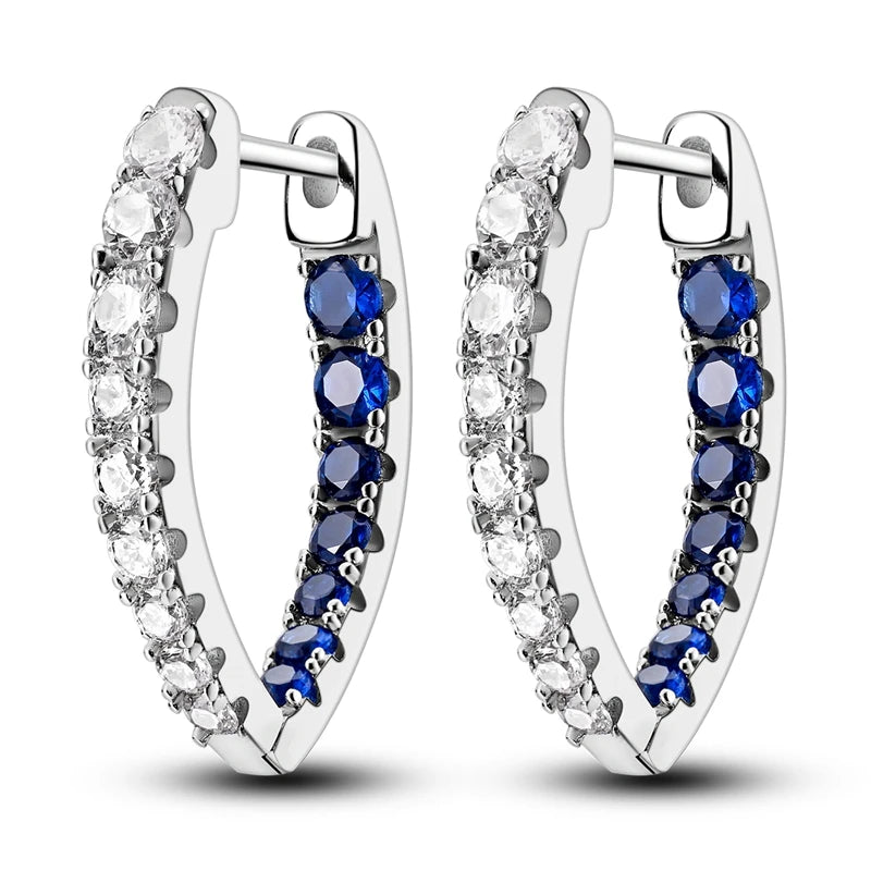 Creolen 925 Silber Ohrringe Zirkonia | Hypoallergen | Luxus Ohrstecker Geschenk