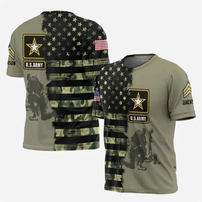 Maglietta mimetica da uomo dell'esercito americano T-Shirt Manica Corta Camicia