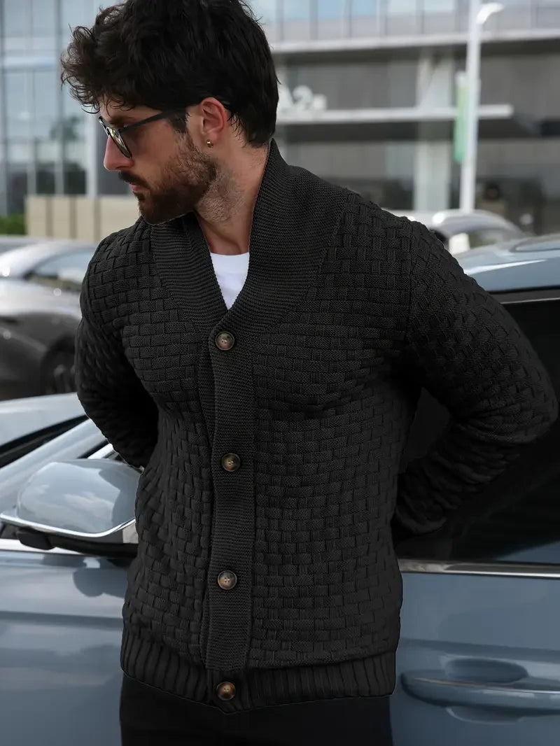 Herren Herbst Jacke Übergangsjacke Sweatjacke Sweater Strickjacke mit Zopfmuster