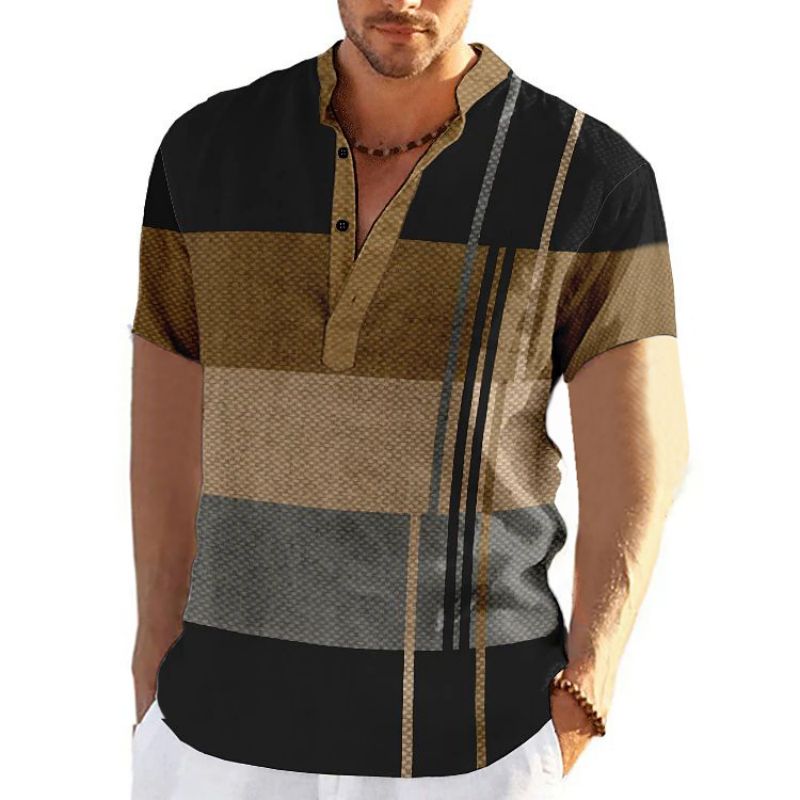 Herren Poloshirt POLO Shirt Zip Kontrast Kragen Kurzarm Slim Fit Hemd Polohemd Neu