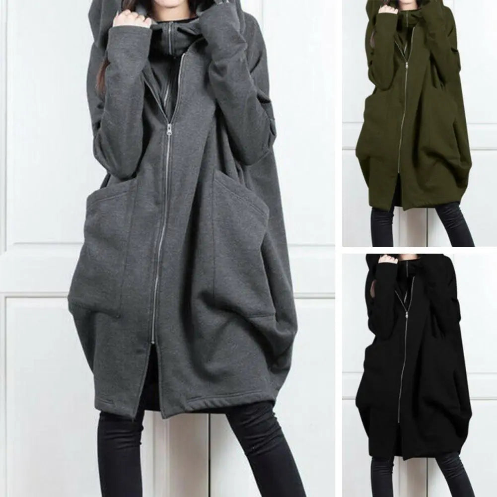 Damen Kapuzenpullover Sweatjacke Zip Hoodie Jacke Pullover Mantel Pulli Kleid