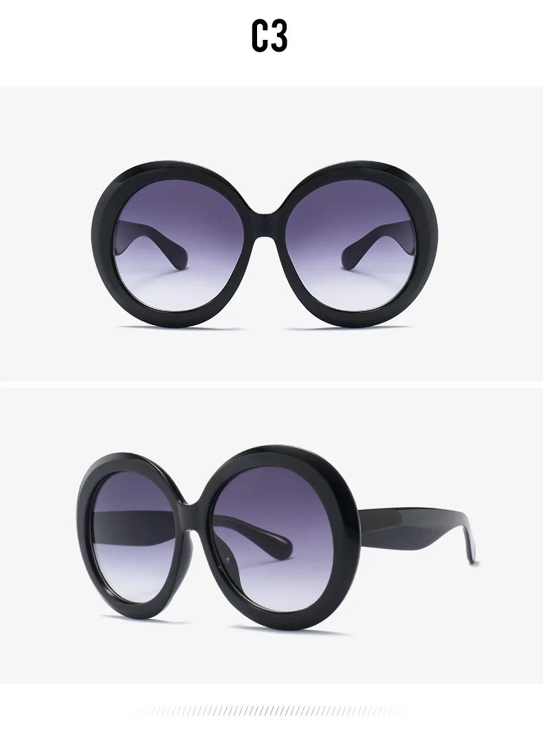 JNPCXI Übergroße Runde Sonnenbrille Frauen Männer Luxus Marke Großen Rahmen Sonnenbrille Brille Große Shades Unisex Reiten Brillen