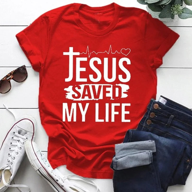 Damen Sommer Top Jesus Save My Life T-Shirt Streetwear Shirt lockeres Damentop