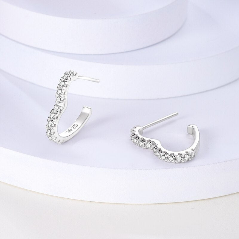 1 Paar Creolen aus 925 sterling Silber Ohrringe Ohrschmuck Zirkonia Ohrstecker