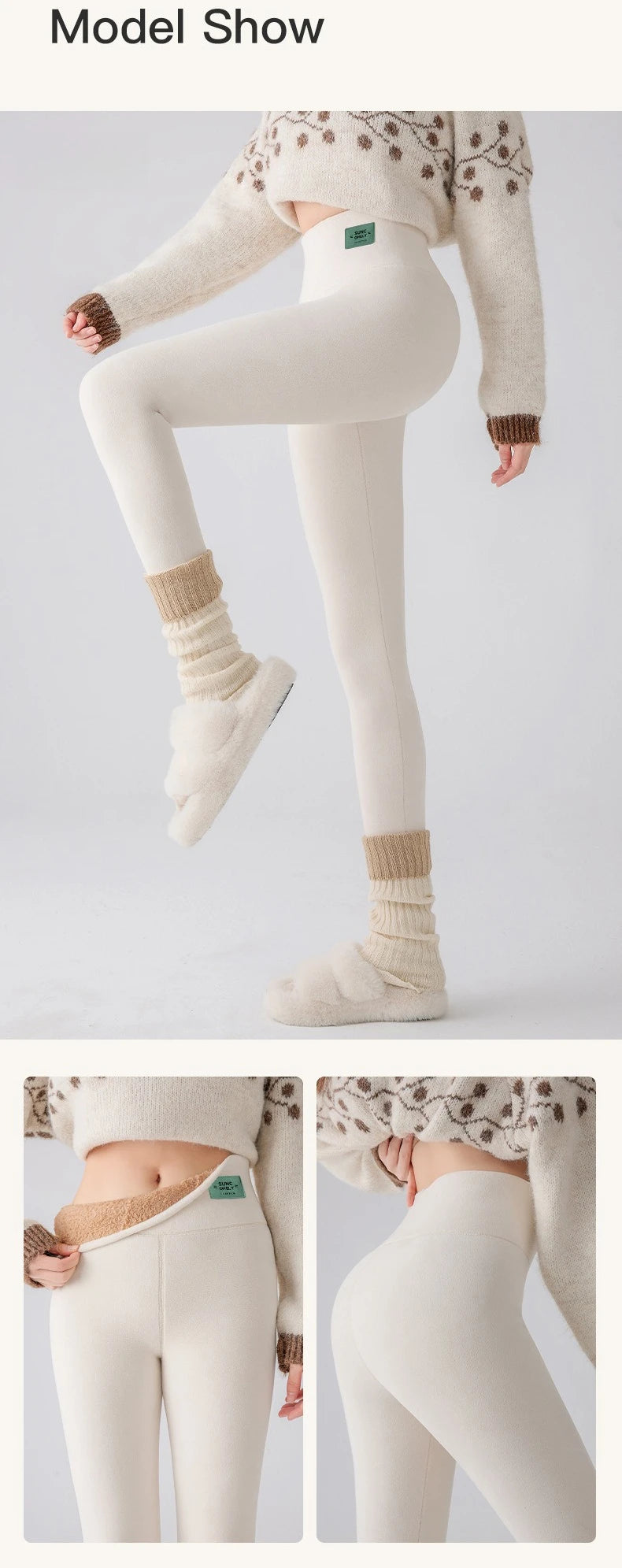 Frauen Hose Winter Leggins Warm Thermohose Innenfleece Blickdichte Strumpfhose