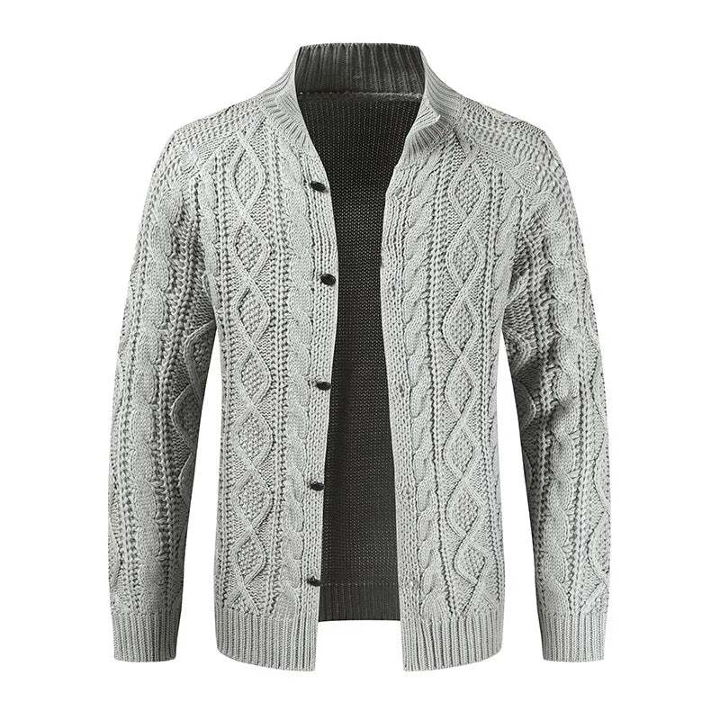 Herren Herbst Jacke Übergangsjacke Sweatjacke Sweater Strickjacke mit Zopfmuster