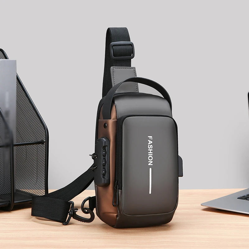 Zaino Monospalla Borsa Da Petto Marsupio Per Uomo Borsello Moto con Porta USB