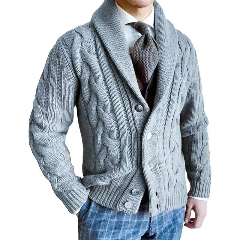 Herren Herbst Jacke Übergangsjacke Sweatjacke Sweater Strickjacke mit Zopfmuster