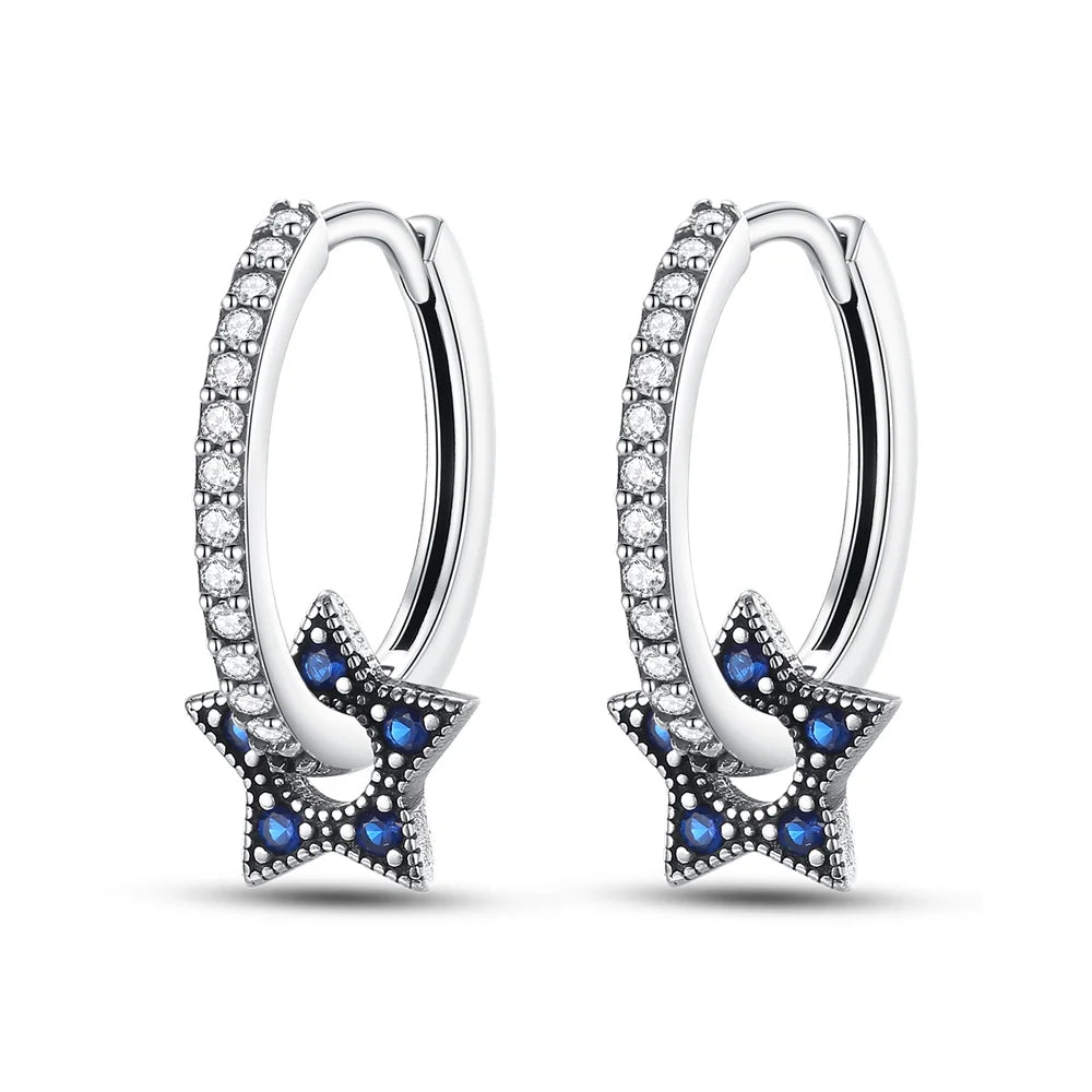 Funkelnde 925er Silber Creolen m. Zirkonia | Luxus-Qualität | Trend Ohrringe