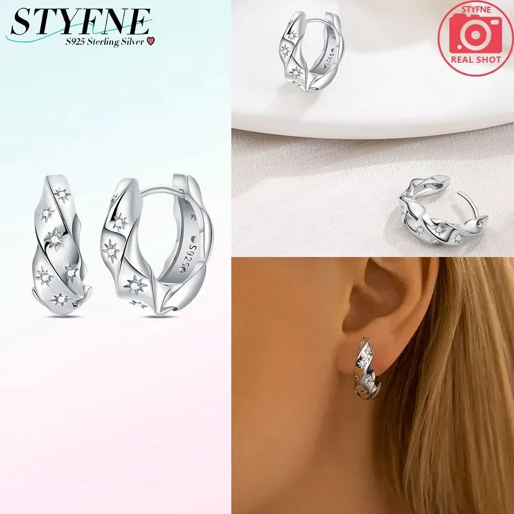 Creolen 925 Silber Ohrringe Zirkonia | Hypoallergen | Luxus Ohrstecker Geschenk