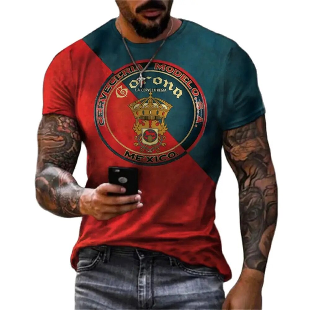 Herren Fashion Vintage 3D T-Shirt Rundhals Unisex Sommer Streetwear
