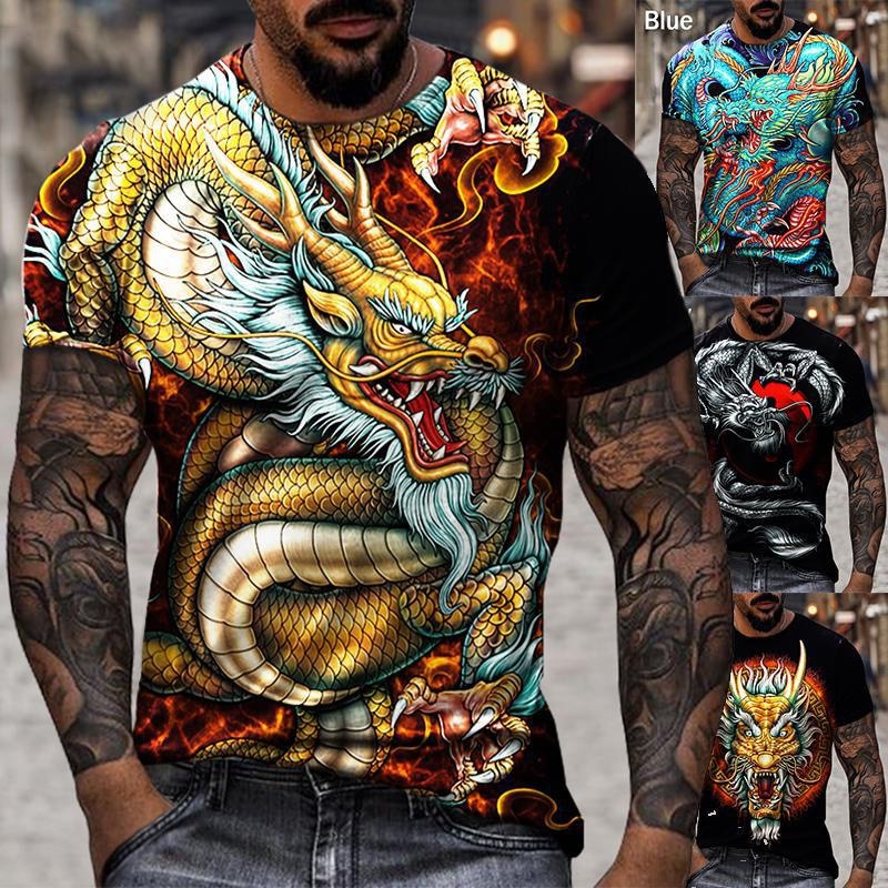 Herren Fashion Vintage 3D T-Shirt Rundhals Unisex Sommer Streetwear