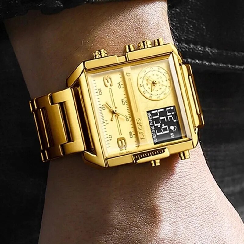 Herren Armbanduhr Silber Schwarz Edelstahl Quarzuhr Luxus Chronograph Business