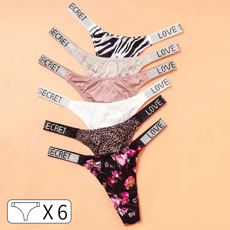 6Stk Damen Tanga String Höschen Sexy Schlüpfer Slip Dessous Unterwäsche Panties